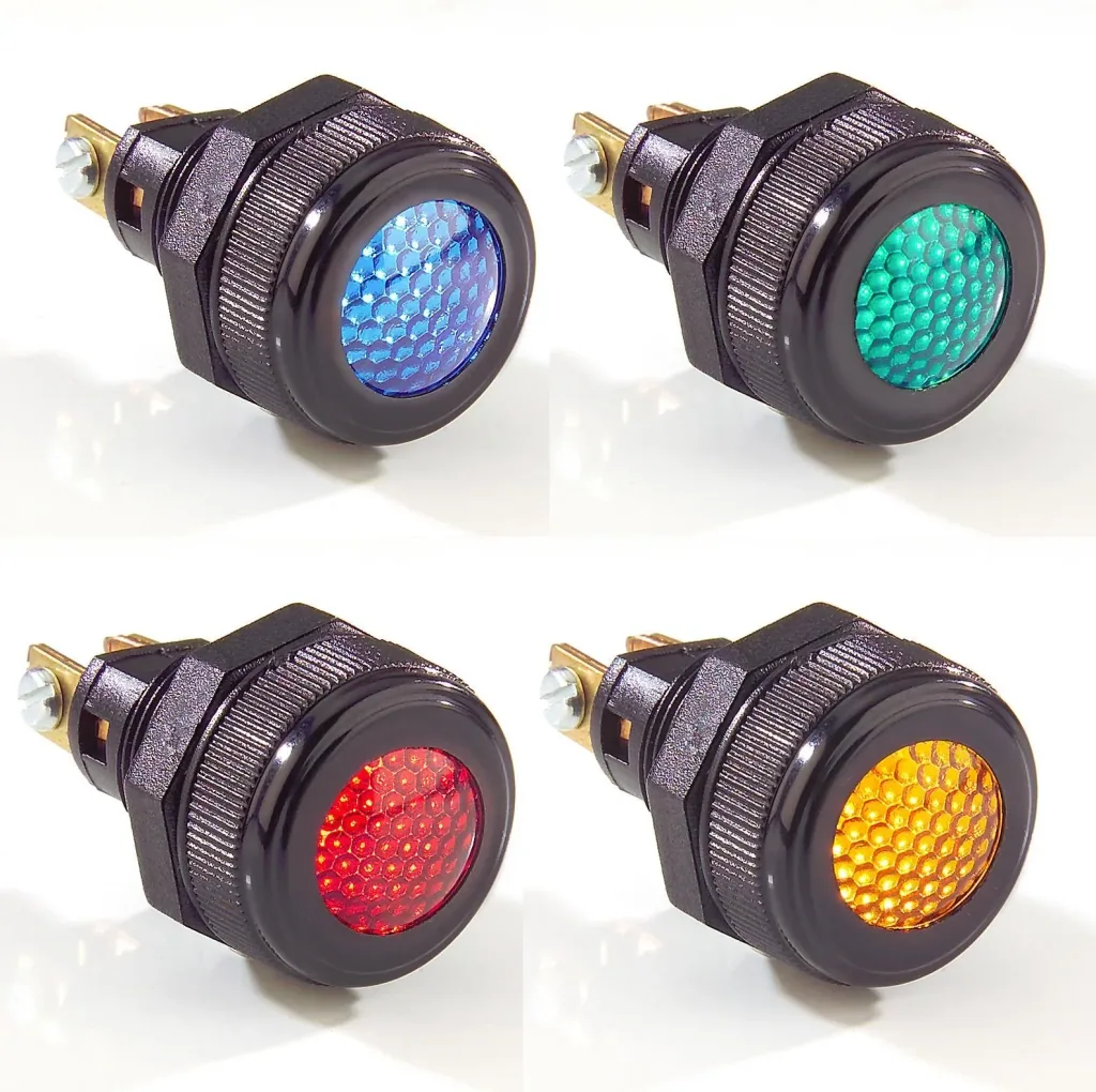 Warning light, blue, 12 V/ 24 V - for installation in the dashboard