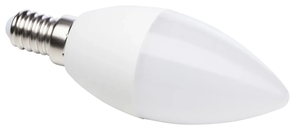 HD-LED lamp in candle shape with 5.5 watts, E14, warm white