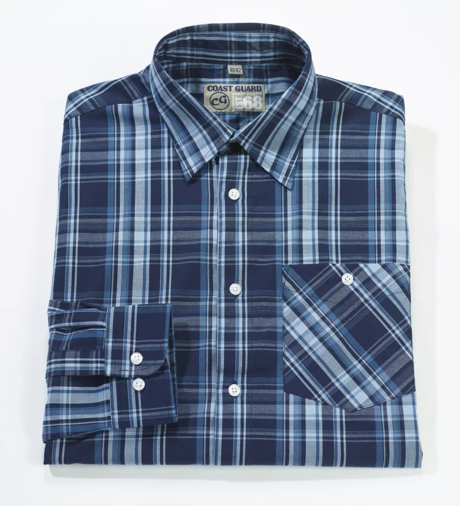 Casual shirt, navy/light blue checked, size 39/40