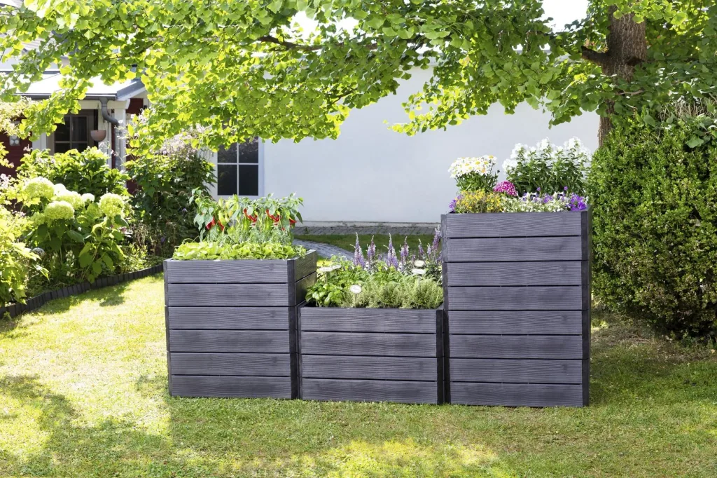 Ergo Quadro S raised bed system anthracite, height: 25 cm, 60 x 60 cm