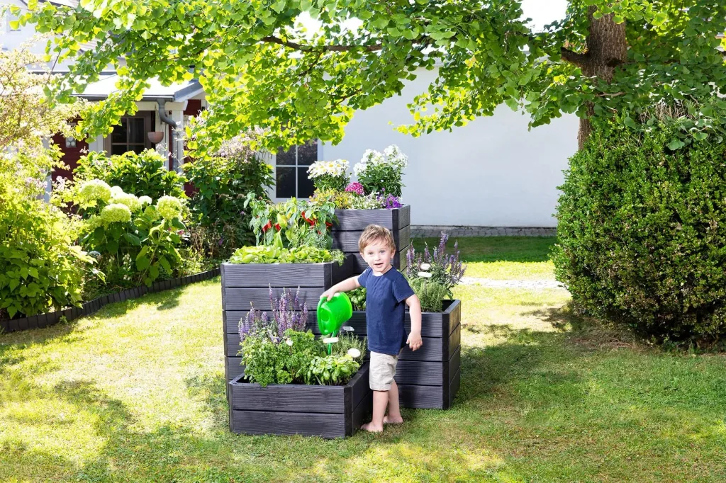Ergo Quadro S raised bed system anthracite, height: 25 cm, 60 x 60 cm