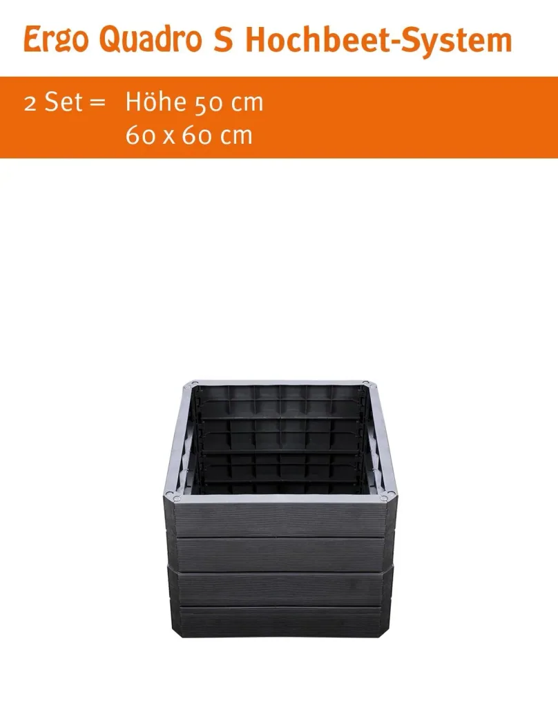 Ergo Quadro S raised bed system anthracite, height: 25 cm, 60 x 60 cm
