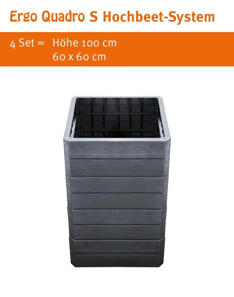 Ergo Quadro S raised bed system anthracite, height: 25 cm, 60 x 60 cm