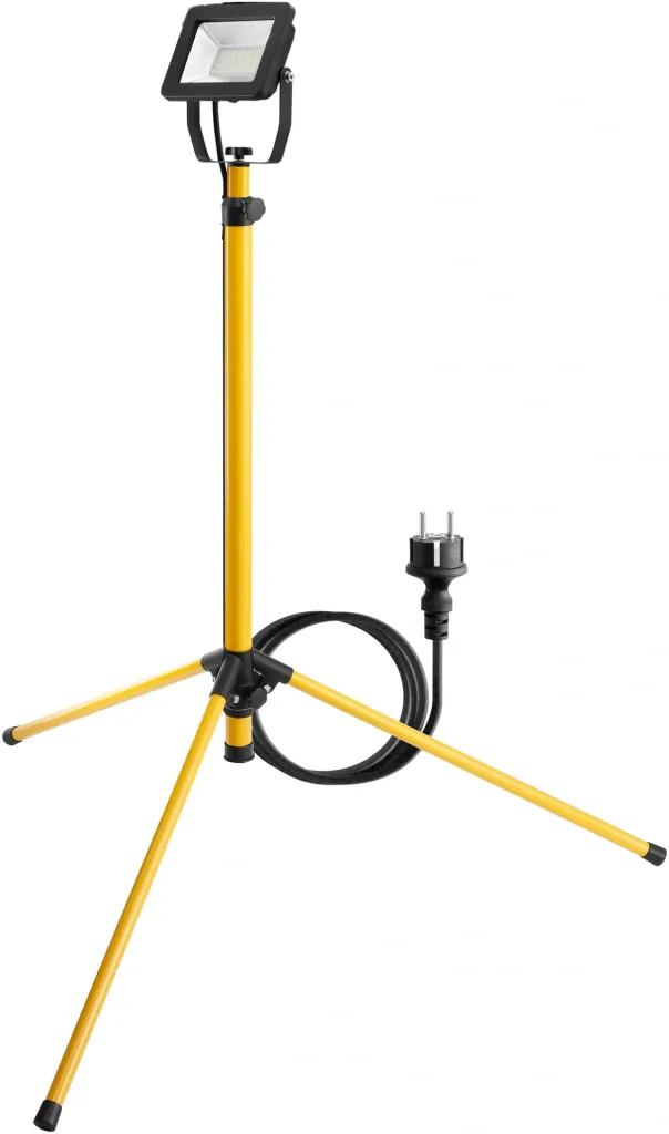 LED construction spotlight with telescopic tripod, various designs