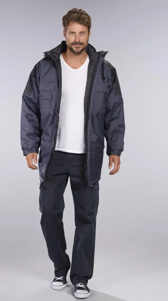 Cotton twill cargo pants, blue/grey, size 26