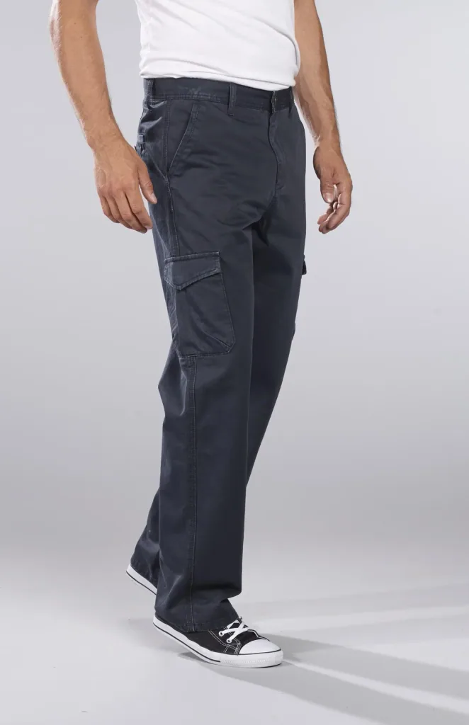 Cotton twill cargo pants, blue/grey, size 26
