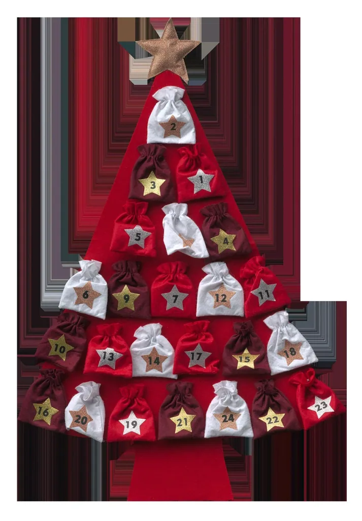 Advent calendar "Christmas tree", to fill, red
