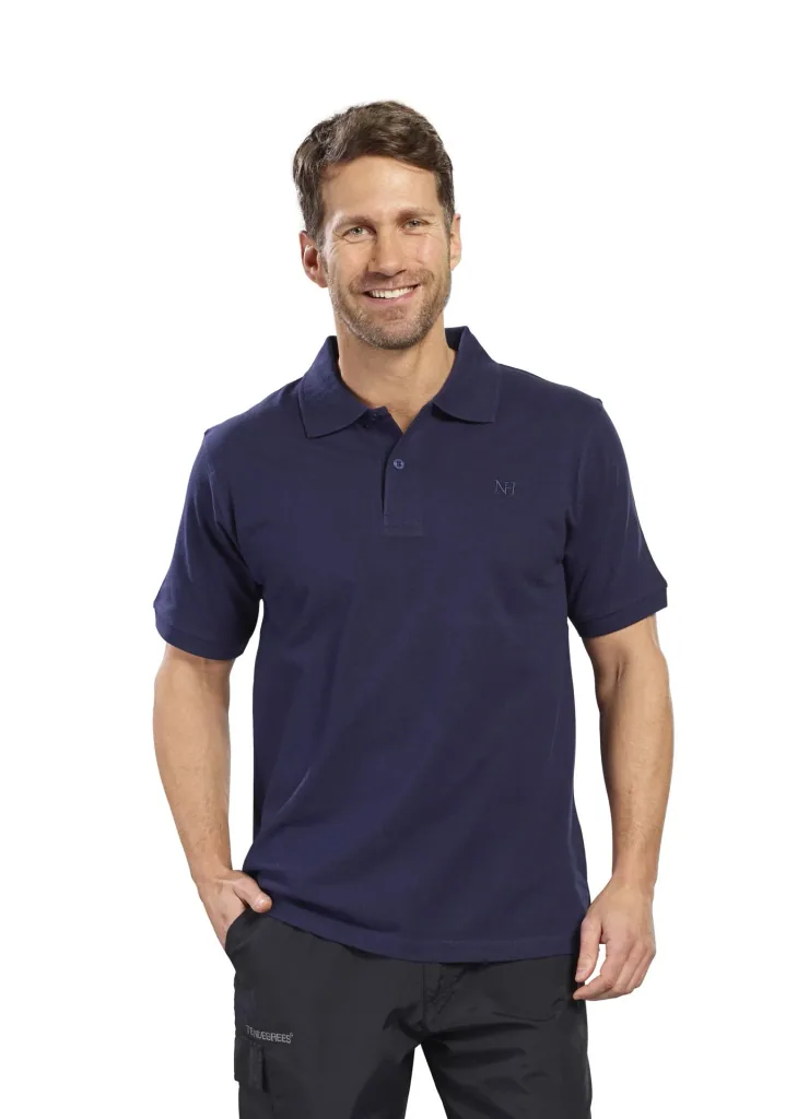 Buttoned polo shirt, color navy melange, size 2XL