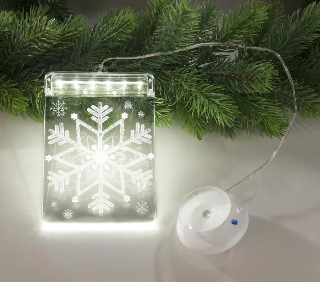 LED window picture snowflake with suction cup