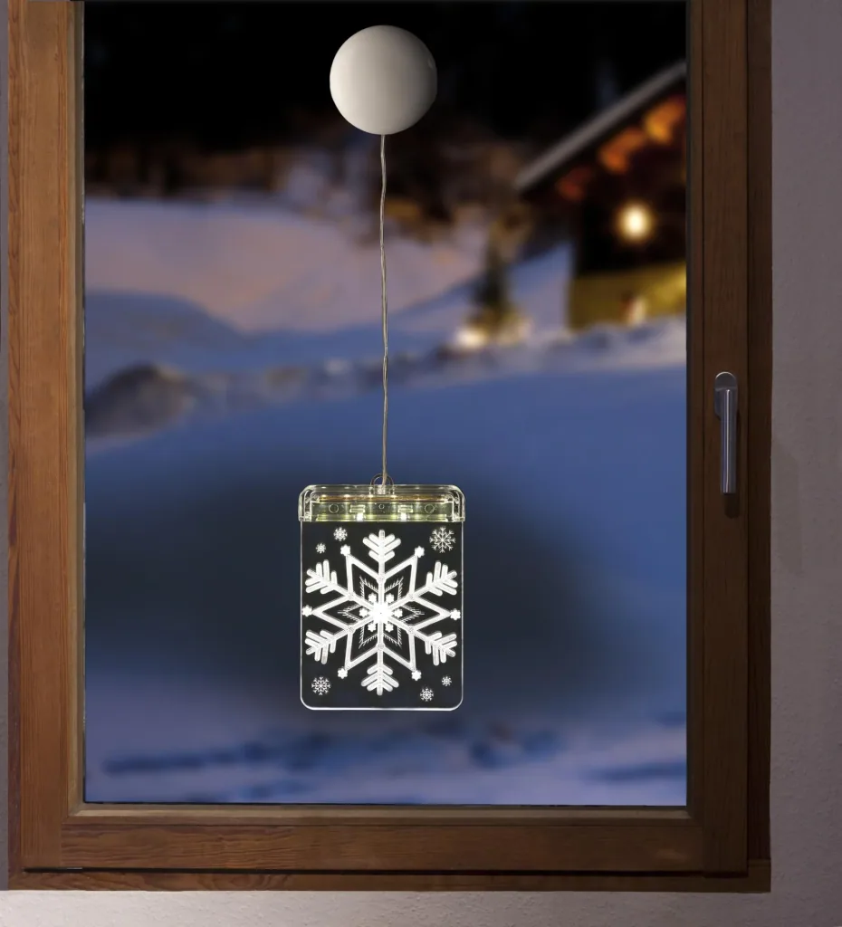 LED window picture snowflake with suction cup