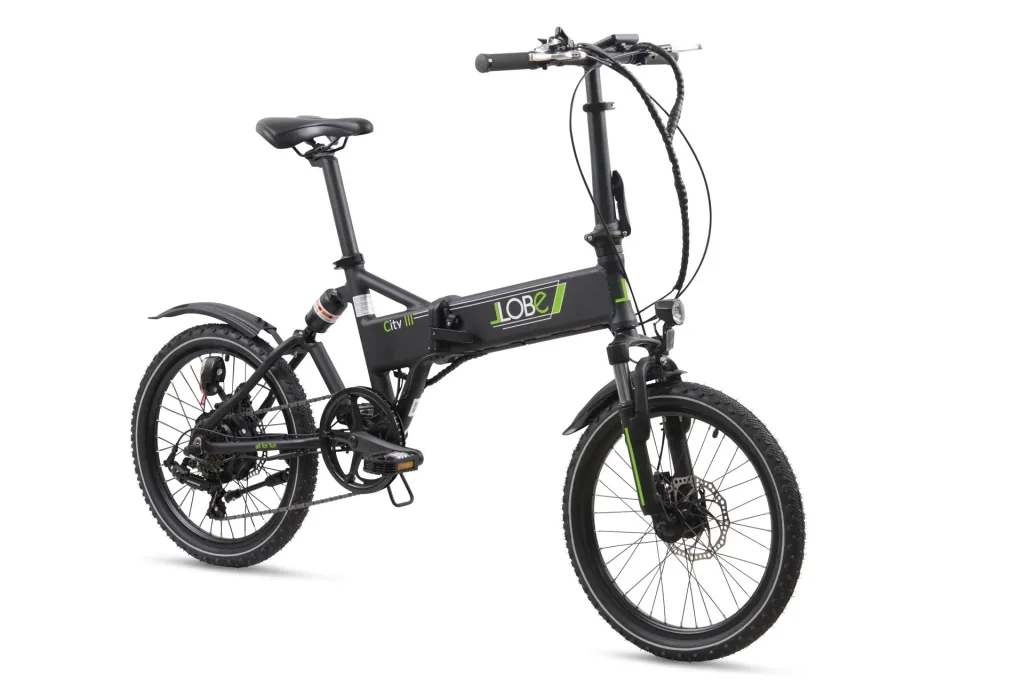 Aluminium E-Bike folding bike 20 inches, frame height 37 cm, 7-speed derailleur, black "City III"