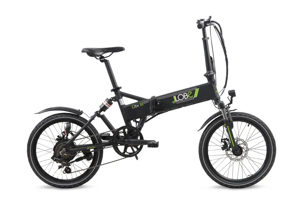 Aluminium E-Bike folding bike 20 inches, frame height 37 cm, 7-speed derailleur, black "City III"