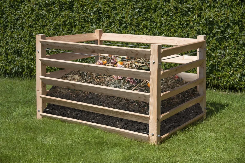 Compostbak Konni L, 130×100×80 cm, Natuur – FSC-larikshout, 1.040 l