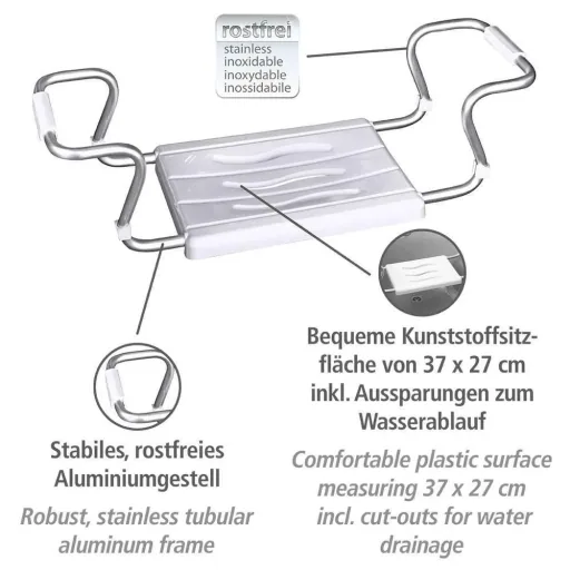 Secura bath seat, white, extendable, 120 kg load capacity