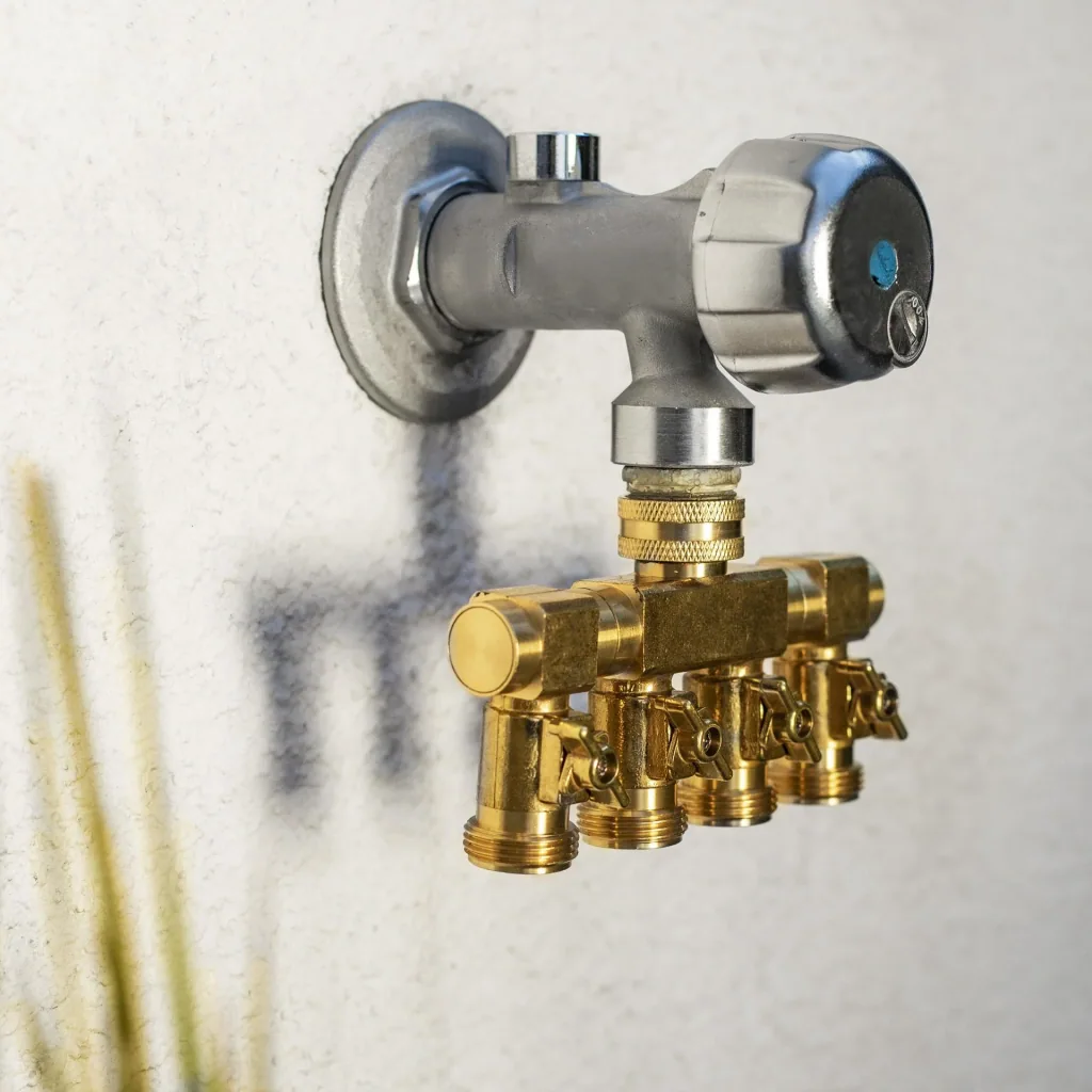 4-way water distributor - 4 taps with 3/4" external thread