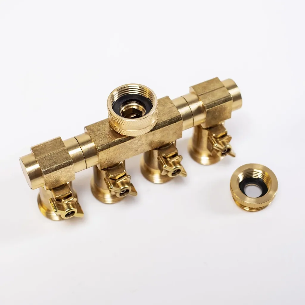 4-way water distributor - 4 taps with 3/4" external thread