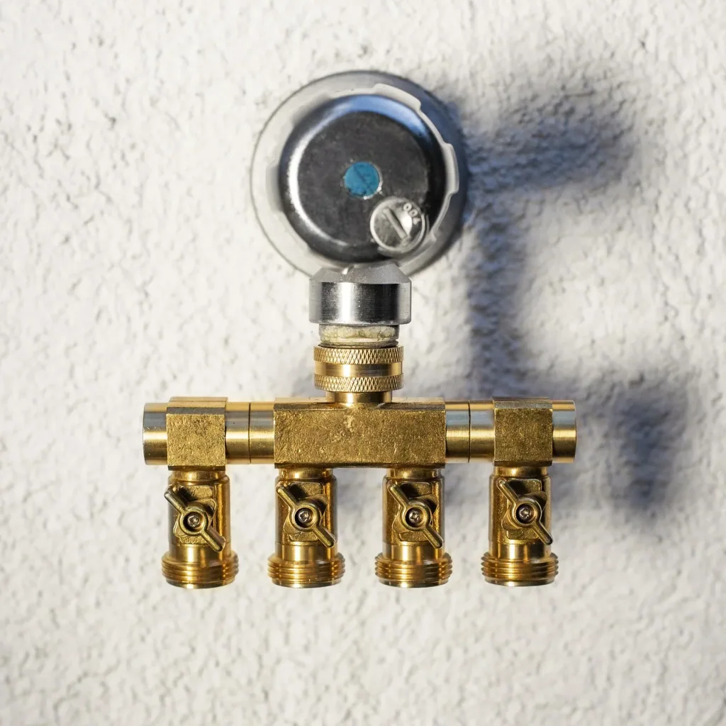 4-way water distributor - 4 taps with 3/4" external thread