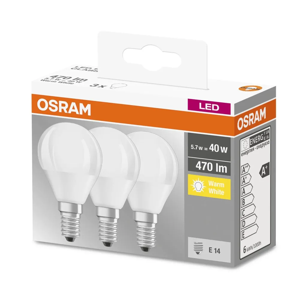 BASE RETRO SMD LED drop lamp with 5.5 watts, E14, warm white, matt - 3 pieces