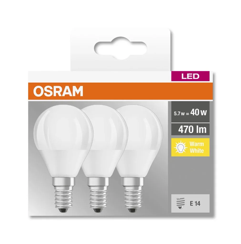 BASE RETRO SMD LED drop lamp with 5.5 watts, E14, warm white, matt - 3 pieces
