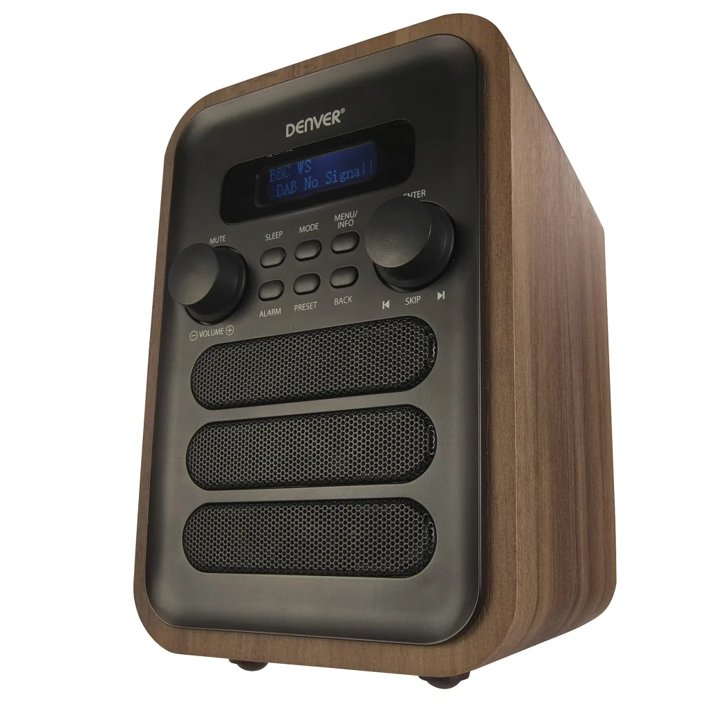 Radio with elegant wooden design and Bluetooth function, grey