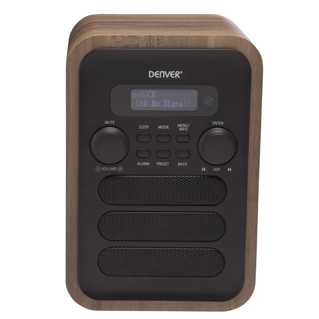 Radio with elegant wooden design and Bluetooth function, grey