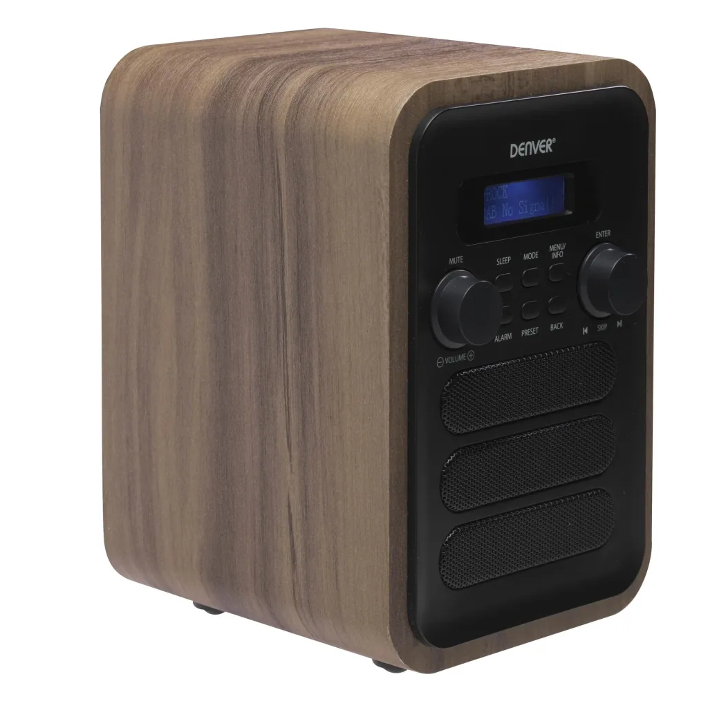Radio with elegant wooden design and Bluetooth function, grey
