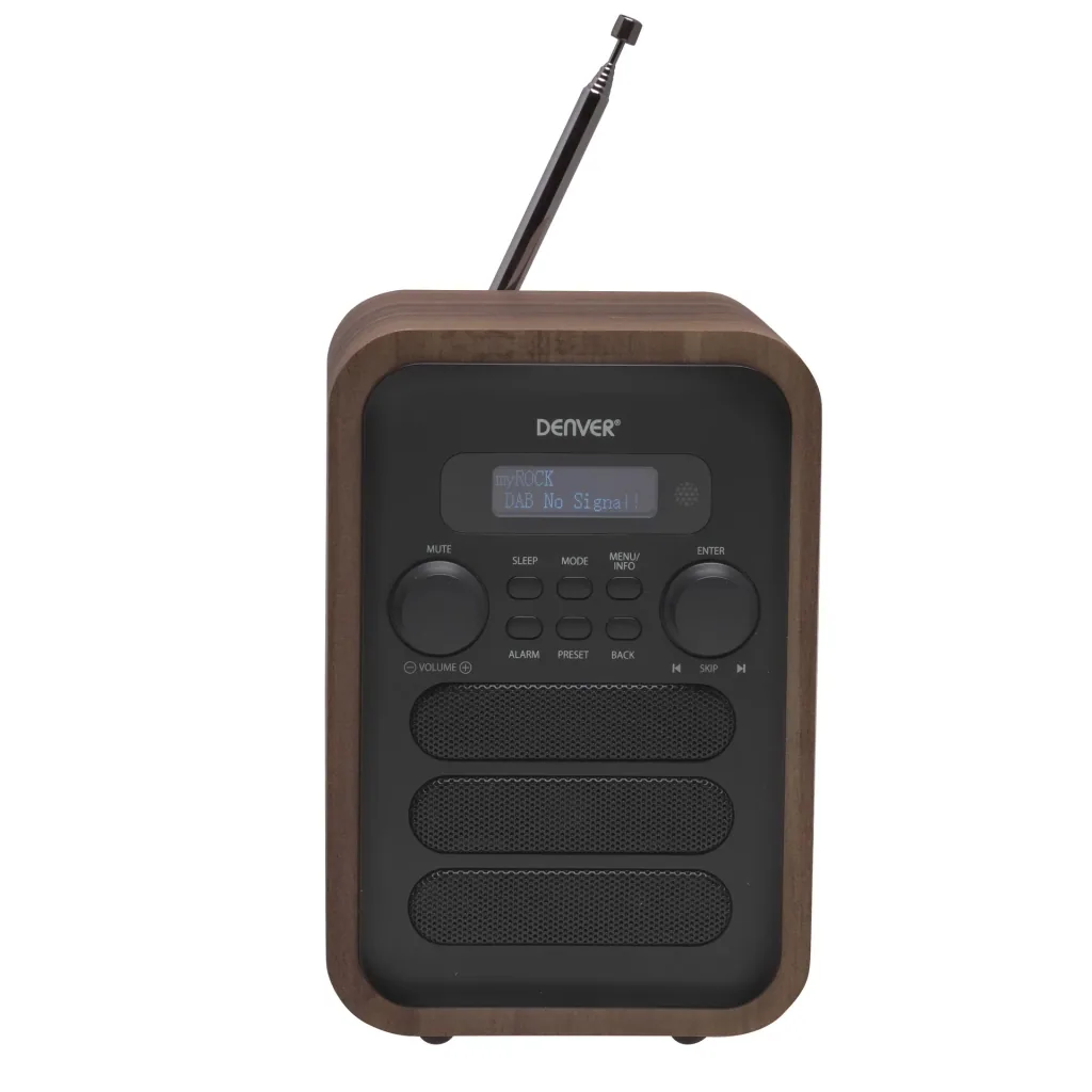 Radio with elegant wooden design and Bluetooth function, grey