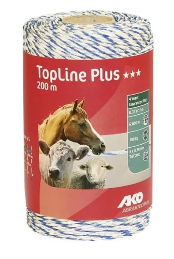 Top Line electric fence polywire, white/blue - 400 m