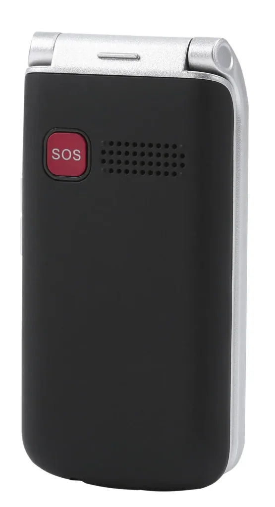 Large-button flip phone 4G with emergency call button, USB-C port, red
