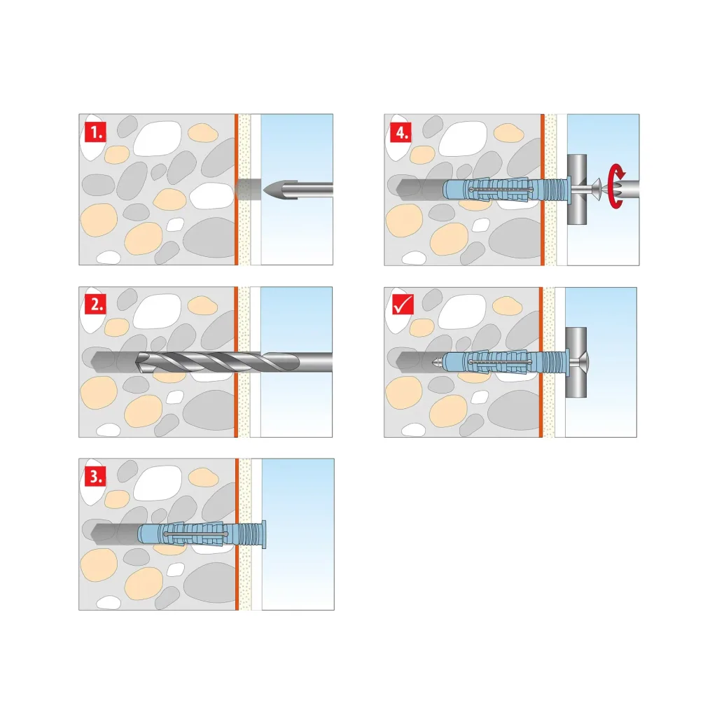 All-purpose dowel Aqua Stop Pro 6 x 38 mm + lens head screw 4 x 50 mm, 4 pieces