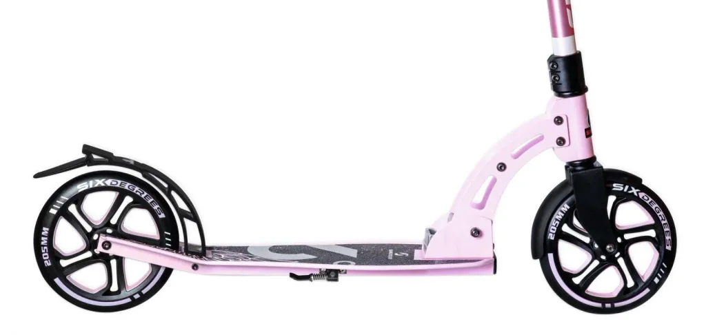 Aluminum scooter with folding mechanism, stand, 205 mm, ABEC 7, height adjustable, pastel pink