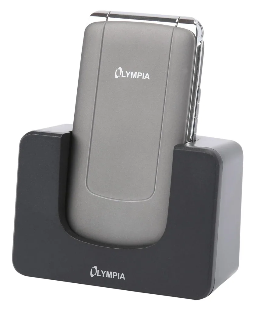 Large button clamshell phone in silver