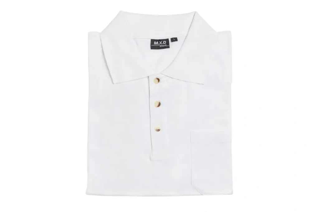 Polo shirt with button placket and breast pocket, color white, size 4XL