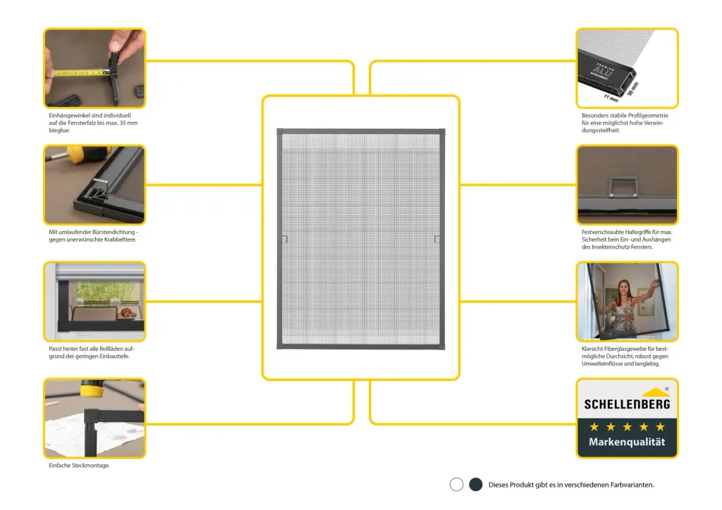 Insect screen window PREMIUM, color anthracite, 100 x 120 cm