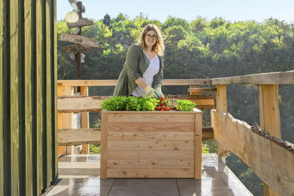Verhoogde moestuinbak Klassik 100, 100×65×66 cm, Natuur – FSC-larikshout, rugvriendelijk