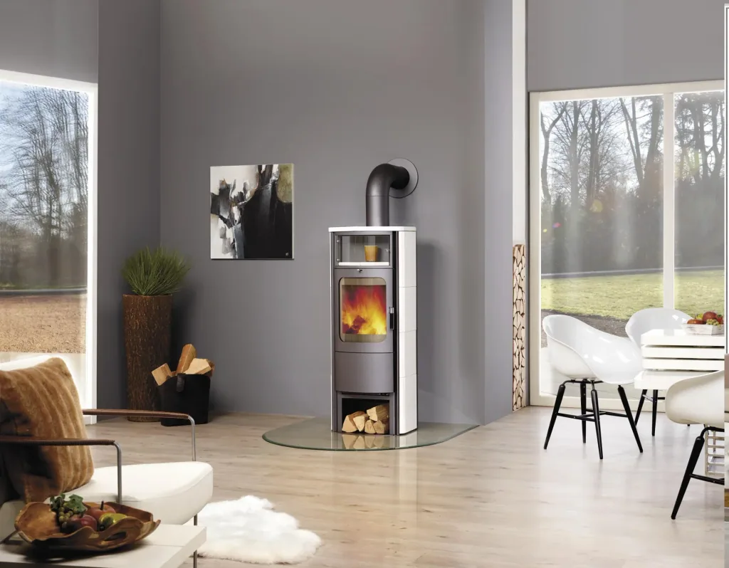 Fireplace Opera-B Grande (7 kW) cream-white, continuous burning, automatic
