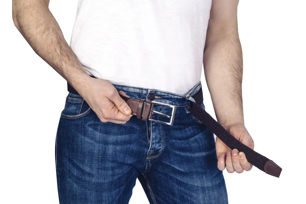 Stretch belt for men, super-elastic 3 cm wide, color brown
