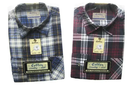 Checked flannel shirt, length 85cm, size 47/48, color-sorted