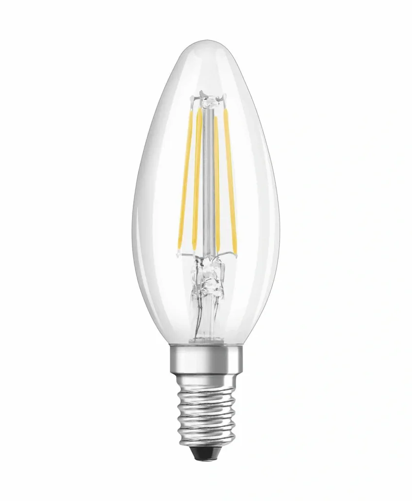 LED CLASSIC filament lamp in candle shape with 4 watts, E14, warm white, clear
