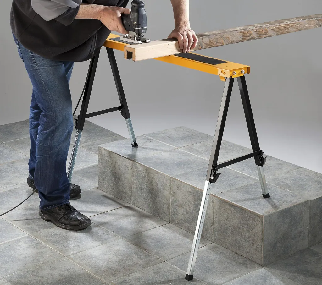 Work trestles, foldable, height-adjustable, set of 2