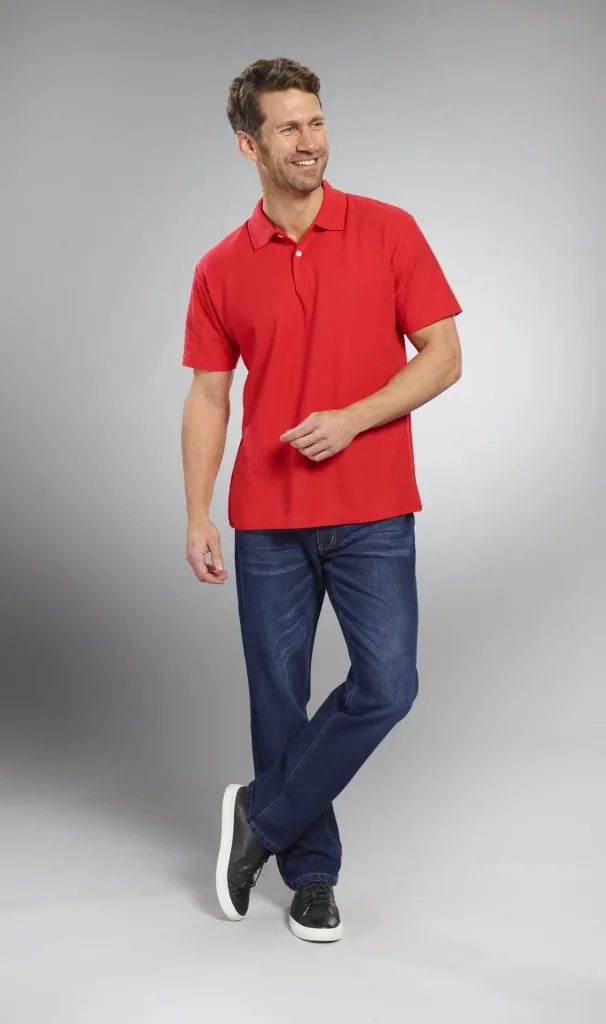 Polo shirt with pique structure, color red, size M