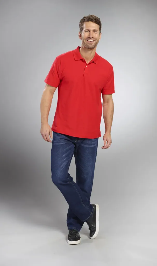 Polo shirt with pique structure, color red, size M