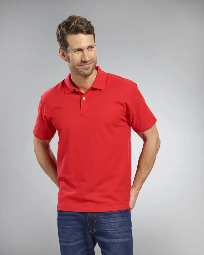 Polo shirt with pique structure, color red, size M