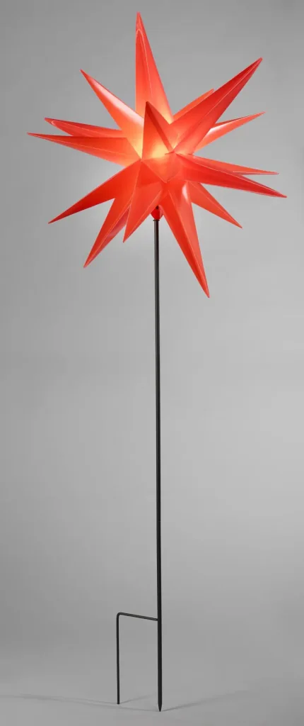 LED plastic star with rod 58 cm, red