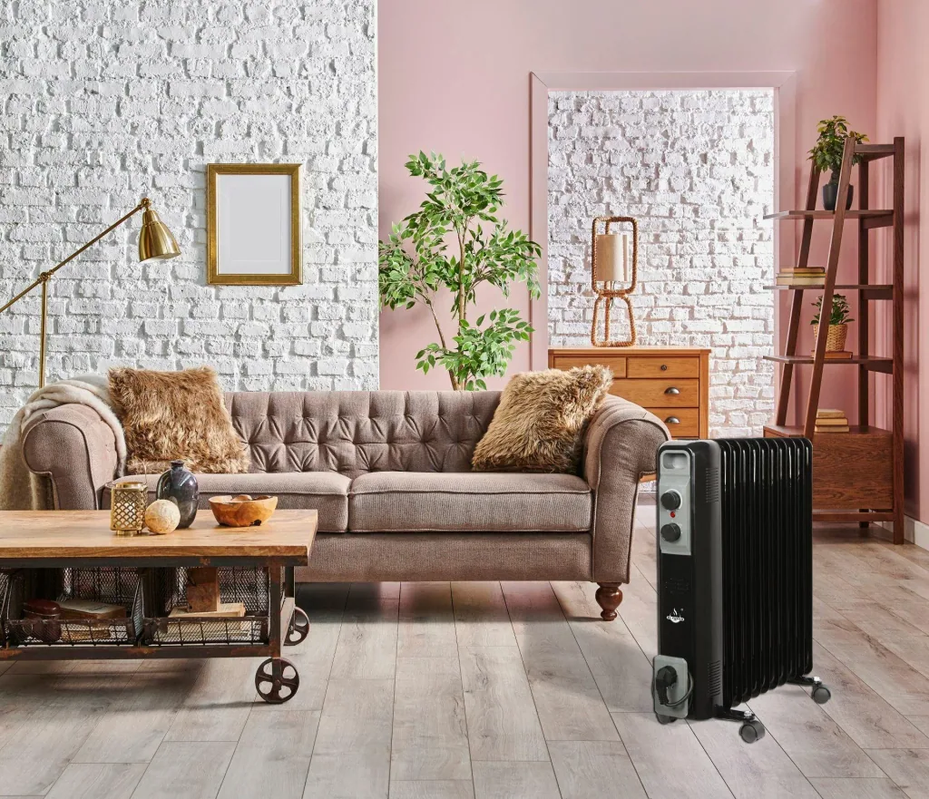 Mobile oil radiator, black, 11 fins