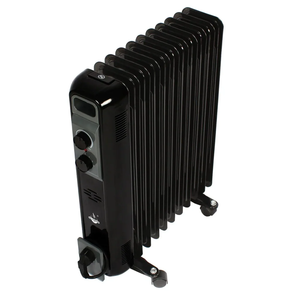 Mobile oil radiator, black, 11 fins