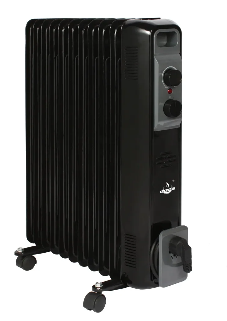 Mobile oil radiator, black, 11 fins