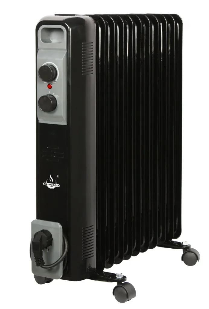 Mobile oil radiator, black, 11 fins