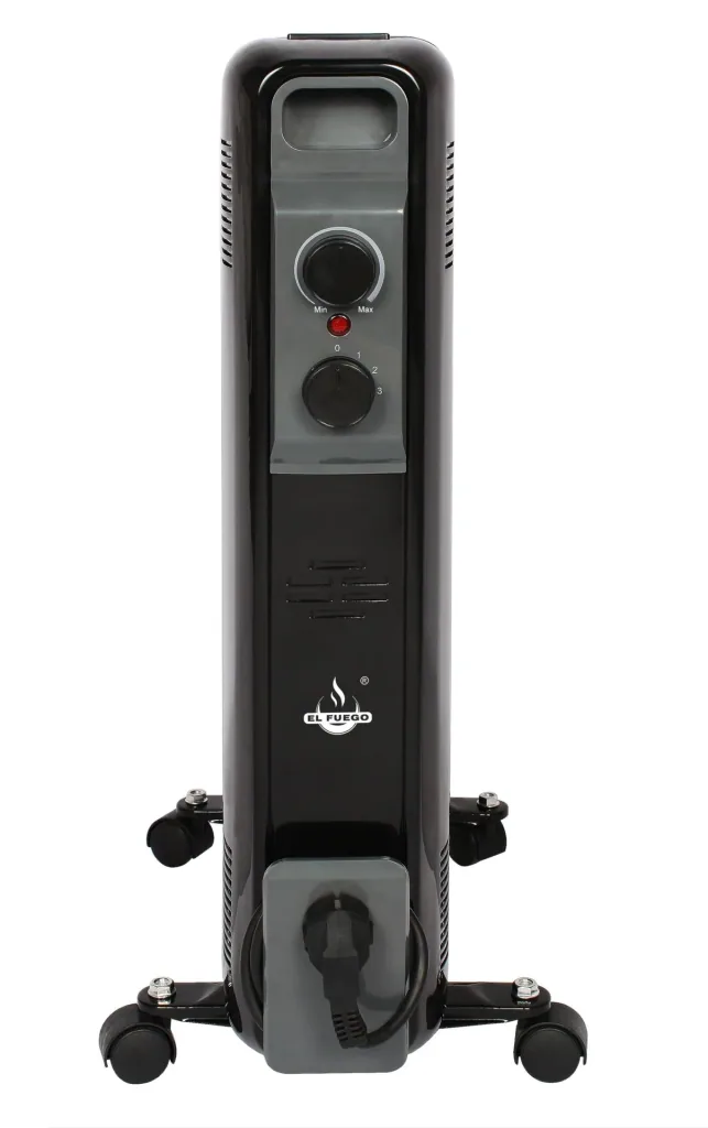 Mobile oil radiator, black, 11 fins