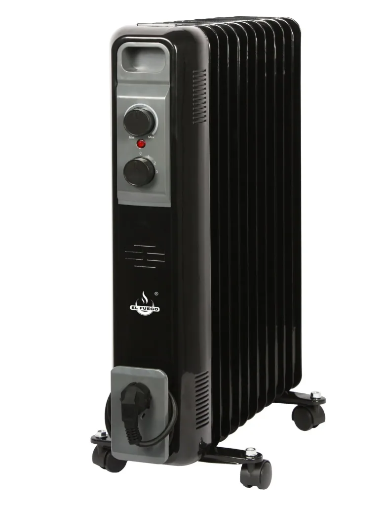 Mobile oil radiator, black, 11 fins
